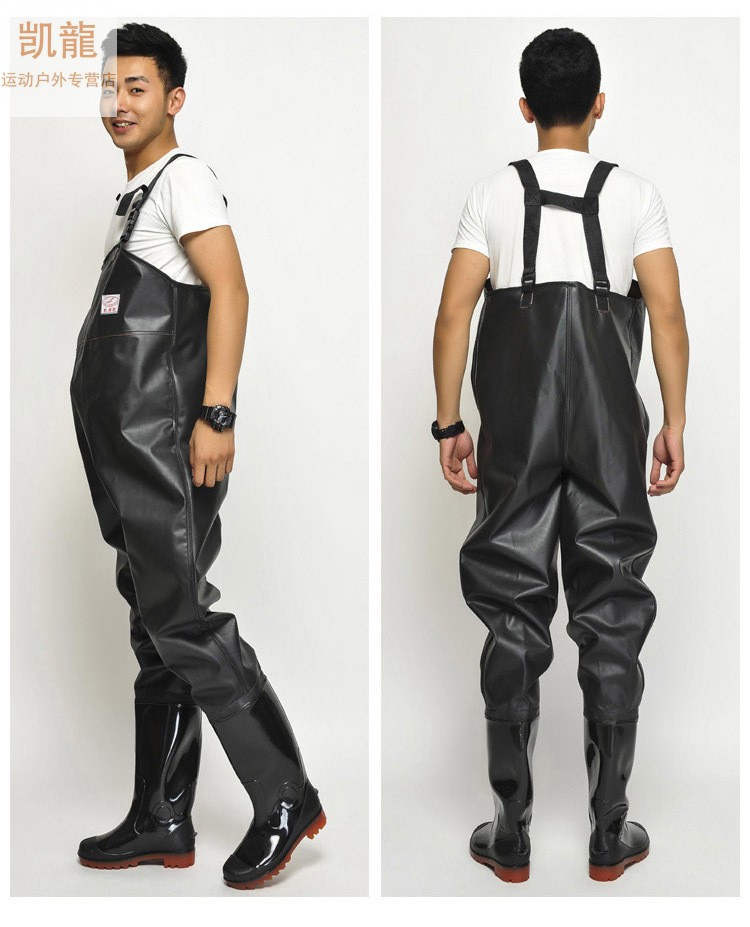 一身下水衣连体防水捕鱼耐磨加厚抓鱼衣服连体鱼塘下水裤新品 黑红双