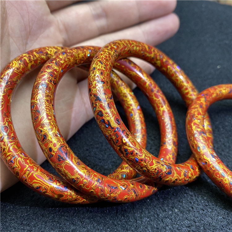 妙聚福非遗传承技艺手工大漆手镯女款中国风镯子55圈口