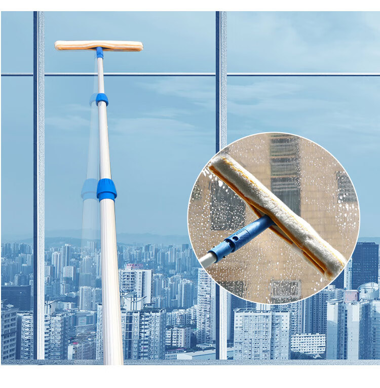 新款加厚铝合金伸缩杆112米高层加长杆清洁擦玻璃窗户外墙刮水器伸缩