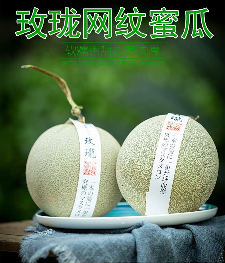 玫珑网纹蜜瓜6个礼盒装日本品种静冈网纹瓜玫珑瓜哈密瓜4个装2个装