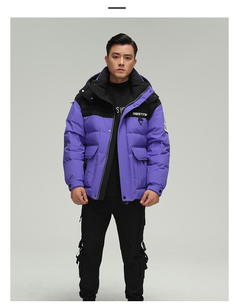 鸭鸭羽绒服星空情侣冬季保暖宽松连帽外套g冰蓝色2xl