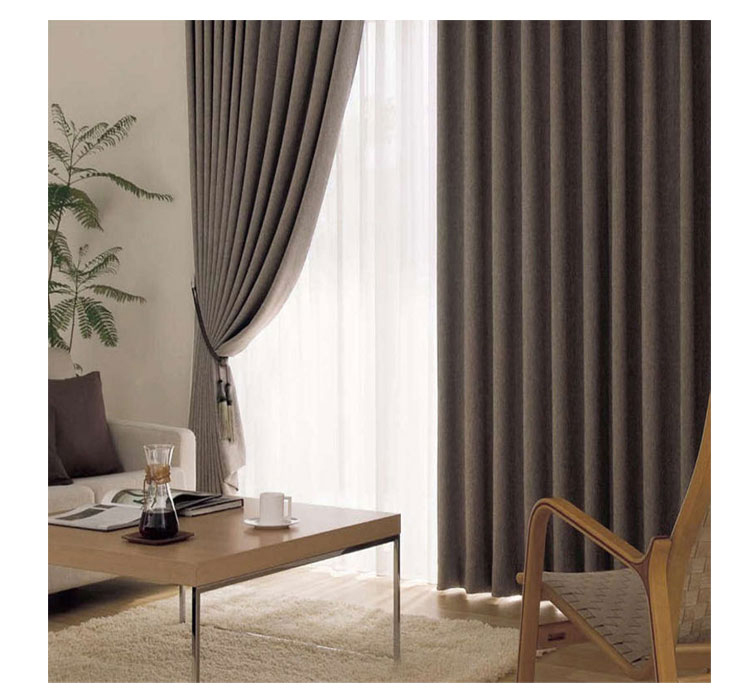 日本记忆定型工艺一级遮光环保无甲醛窗帘客厅卧室日式窗帘定制棕色ys