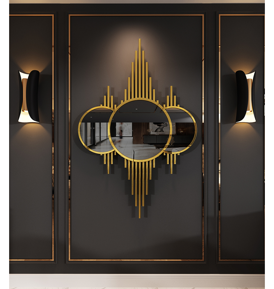 现代客厅墙面立体轻奢金属挂饰餐厅玄关床头背景墙铁艺装饰挂件品50x