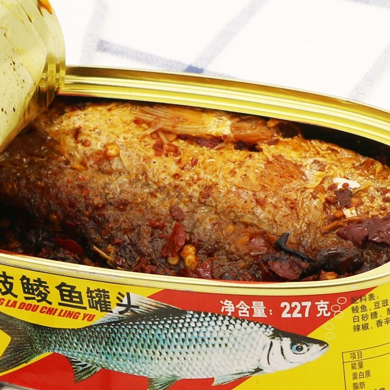 粤花牌豆豉鲮鱼罐头227g罐金装豆豉鲮鱼罐头香酥五香罐装即食下饭菜