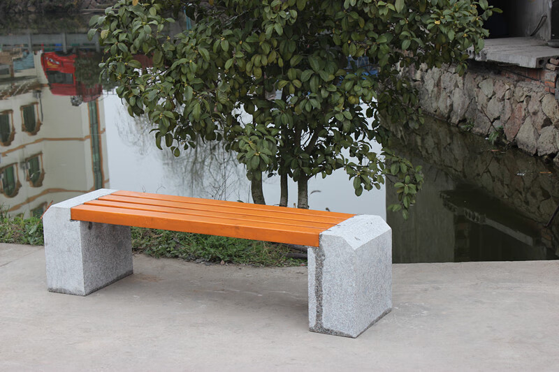 公园椅大理石座椅户外园林石凳子防腐实木石头长椅子广场石头板凳15米