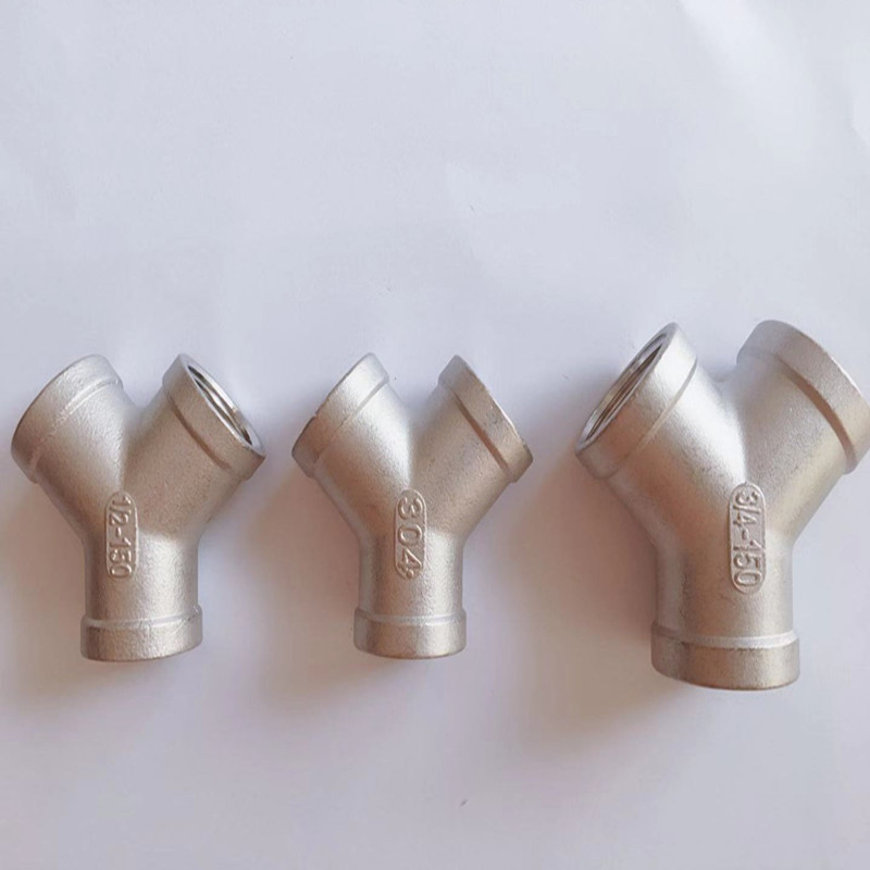 304不锈钢y型三通人字三通三叉三通斜口三通接头内丝y型4分6分1寸 304