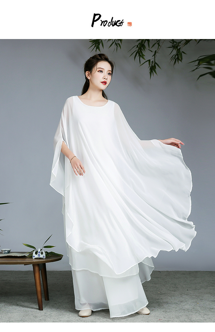 禅舞女人服装新款茶艺师秋冬款三层套装茶中国风仙范白色禅意飘逸中式