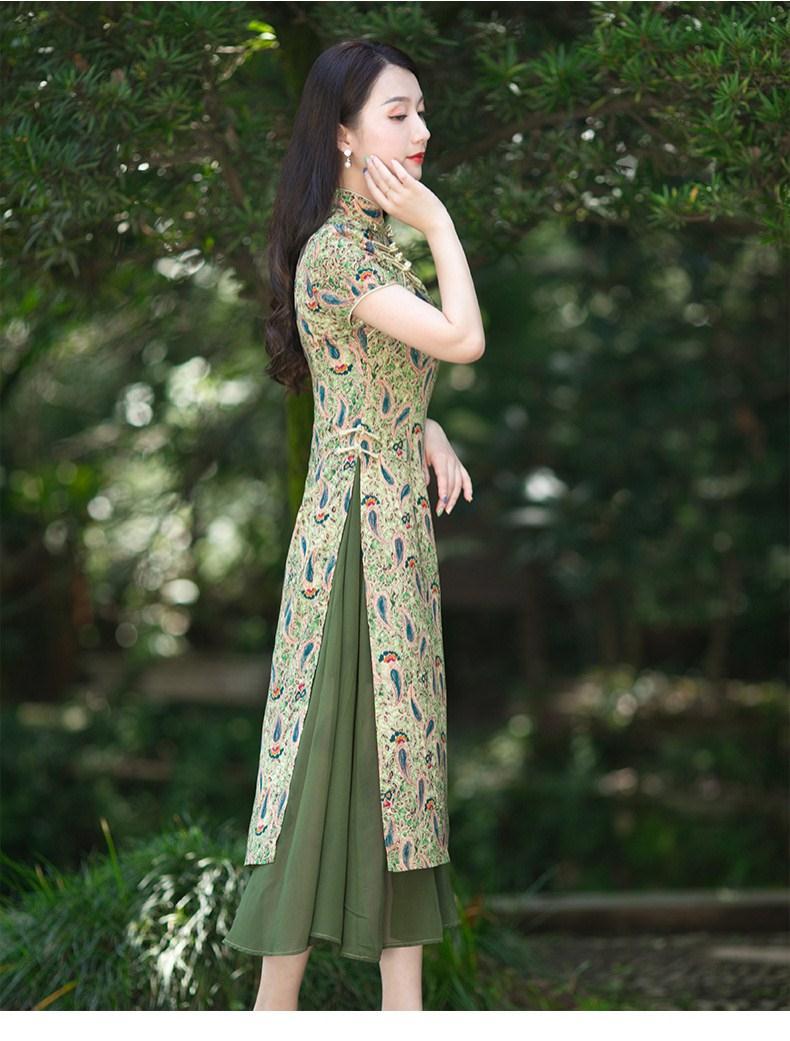 奥黛款旗袍2022年新款年轻款改良版连衣裙日常可穿今年流行旗袍裙