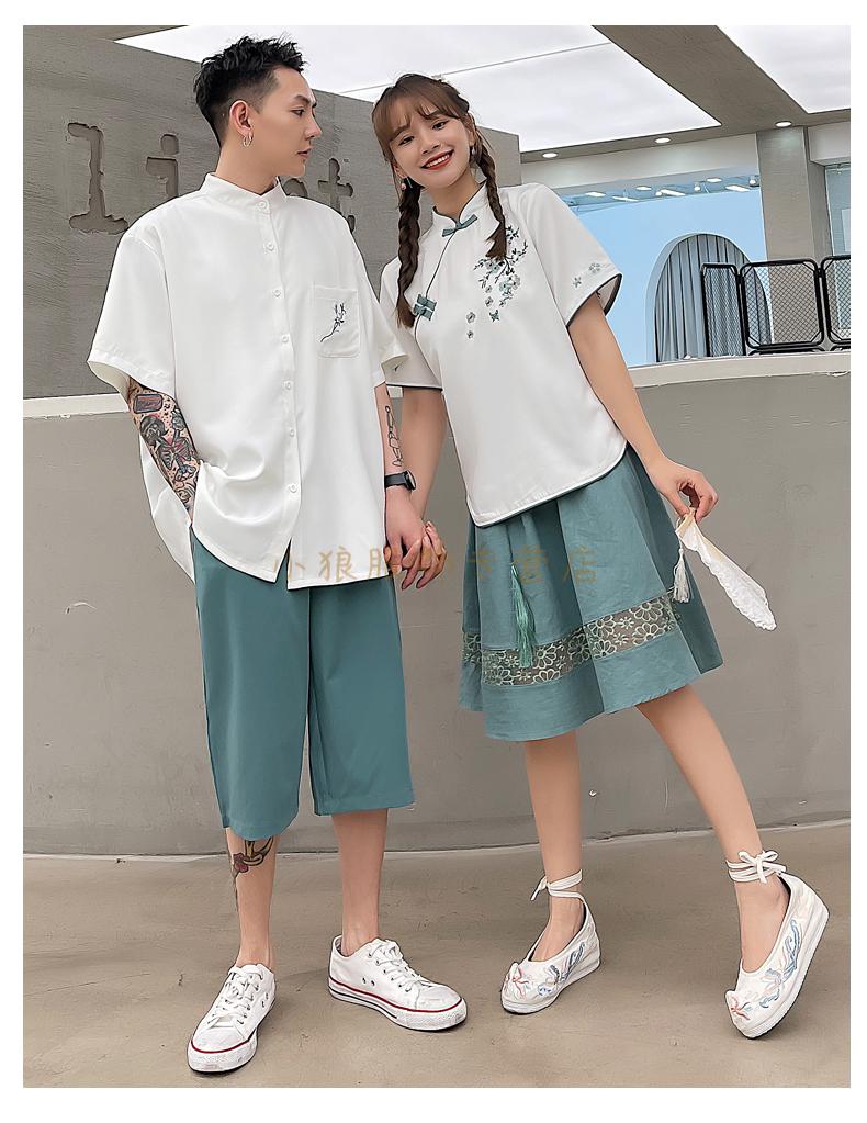 中学生运动会班服定制民国风套装夏季特侣汉服短袖学生演出服高三毕业