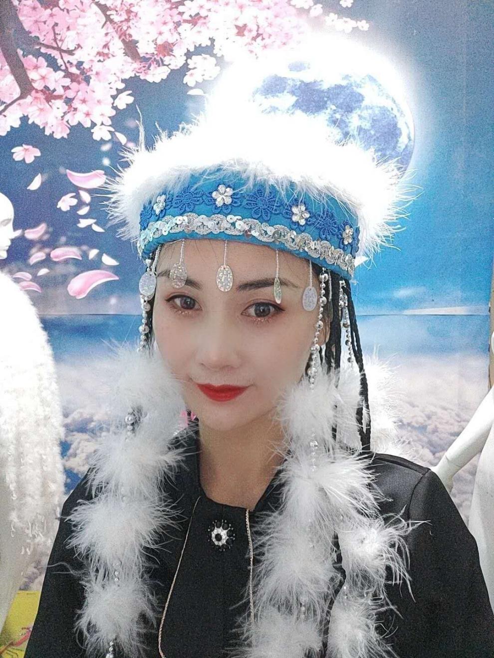 卡地兹慕黛飞花香妃头饰还珠格格之蝴蝶飞飞含香帽子简约版配饰天蓝色