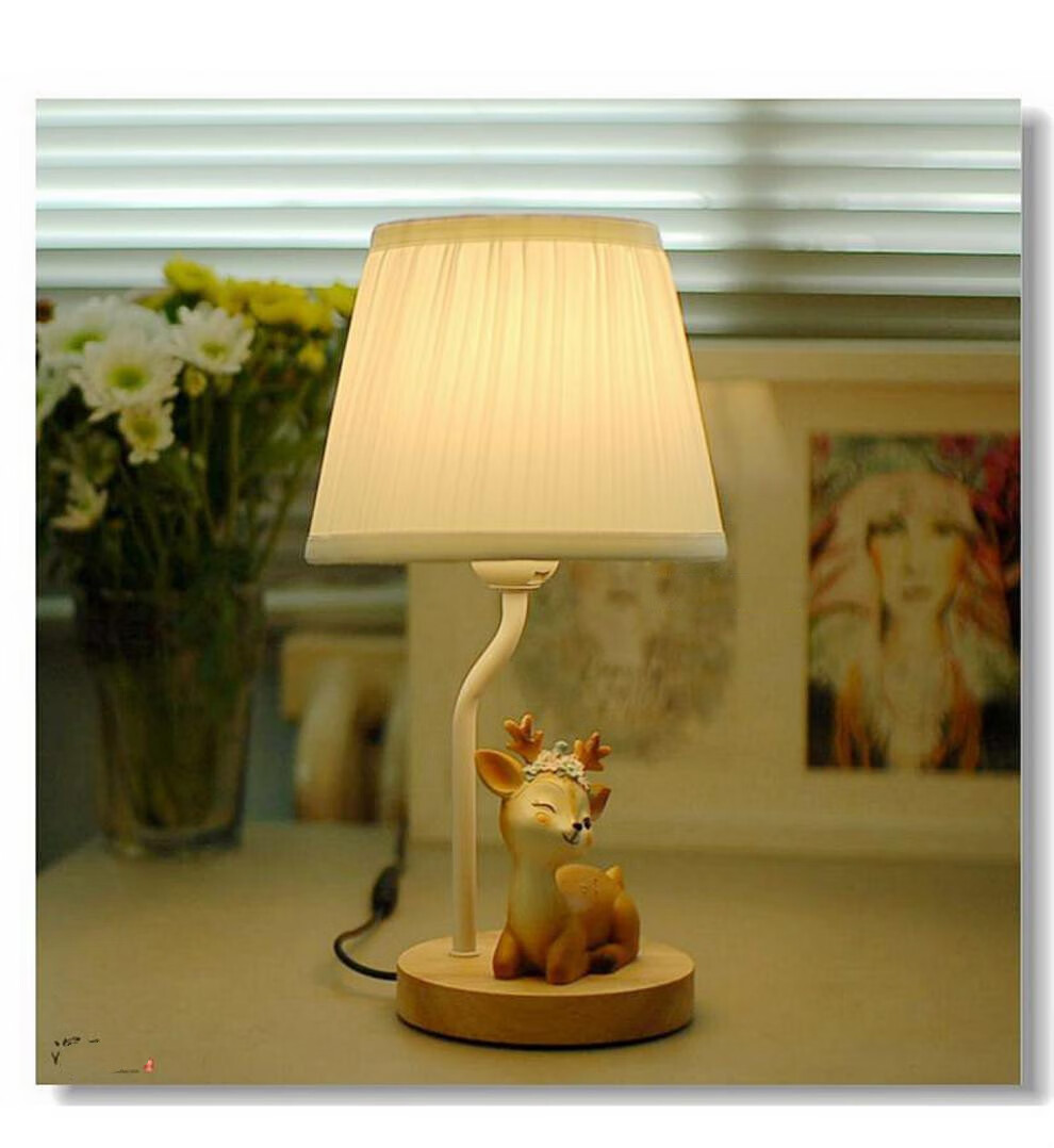 ins可爱卡通小鹿台灯儿童房卧室少女心床头灯小夜灯创意生日礼物usb款