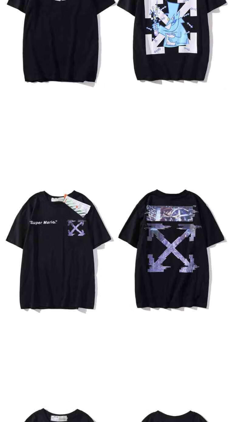 off春夏季t恤white男女ow油画短袖西安限定樱花胶条箭头半袖纯棉 乳