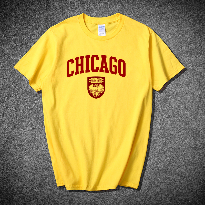 芝加哥大学纪念品圆领t恤短袖芝大uchicago高校学霸体恤情侣款棉定制