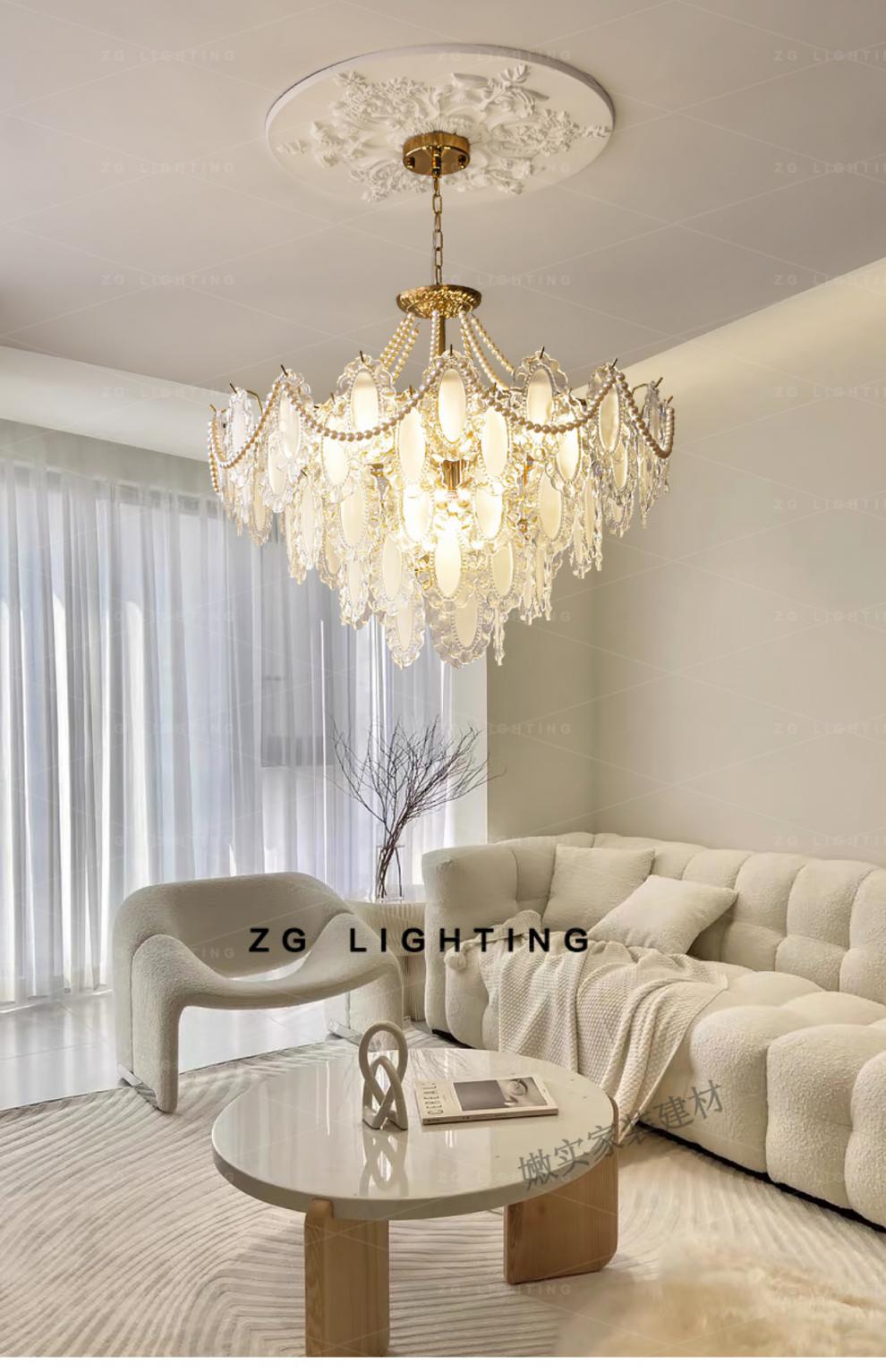 雷士照明官方旗舰同款法式水晶客厅吊灯复古浪漫珍珠房间灯具轻奢