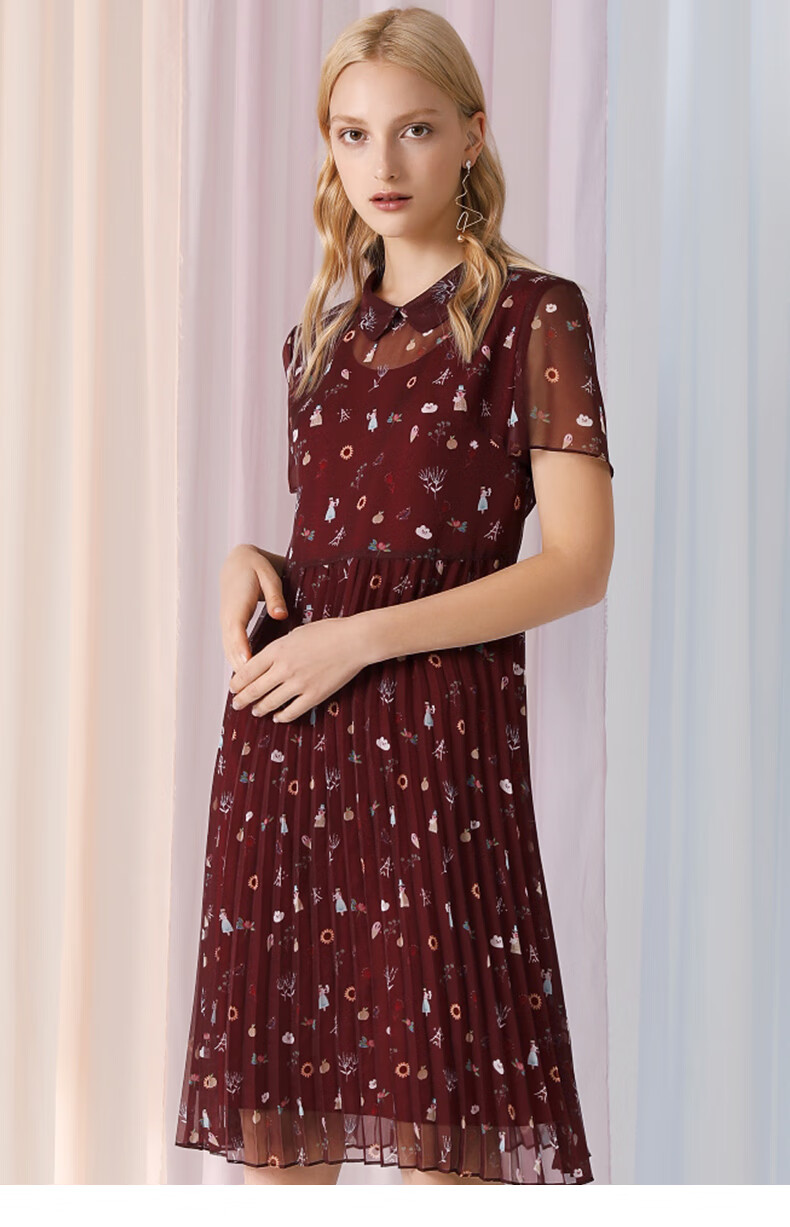 女装 连衣裙 蕾朵(liedow) liedow/蕾朵2019夏季新款翻领雪纺连衣裙中