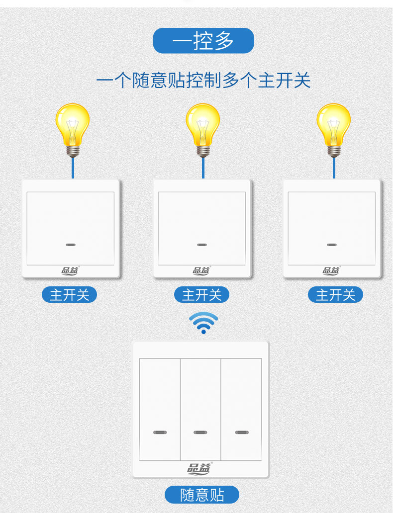 小米mi生态米家通用遥控开关面板免布线双控控制器智能220v灯家用无线