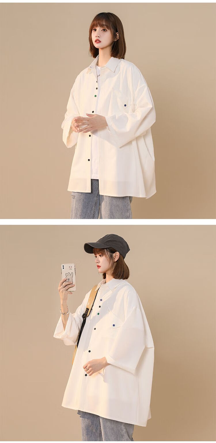 qgf短袖衬衫女夏季透气冰丝日系复古设计感小众七分袖衬衣外套潮流ins