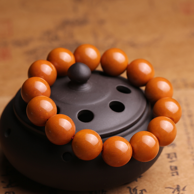 木晶阁虎年礼物本命年天然雄黄朱砂手链佛珠手串男女原石原矿色平安