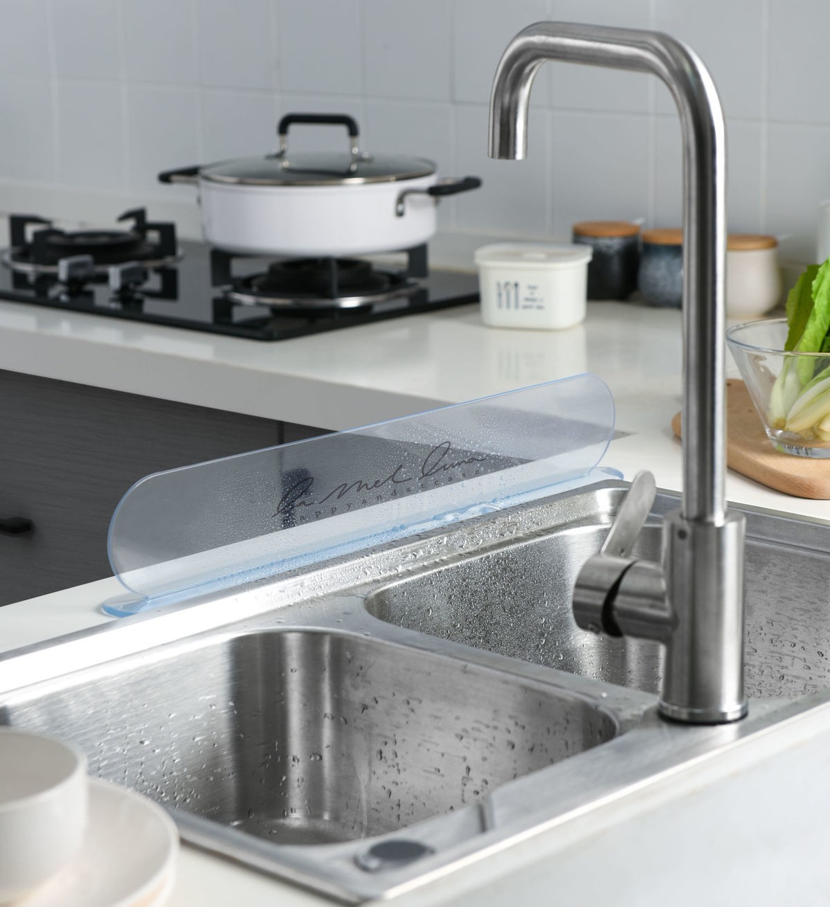 厨房水槽挡水神器挡水板家用创意水池台面防溅水隔水挡板阻水墙优雅款