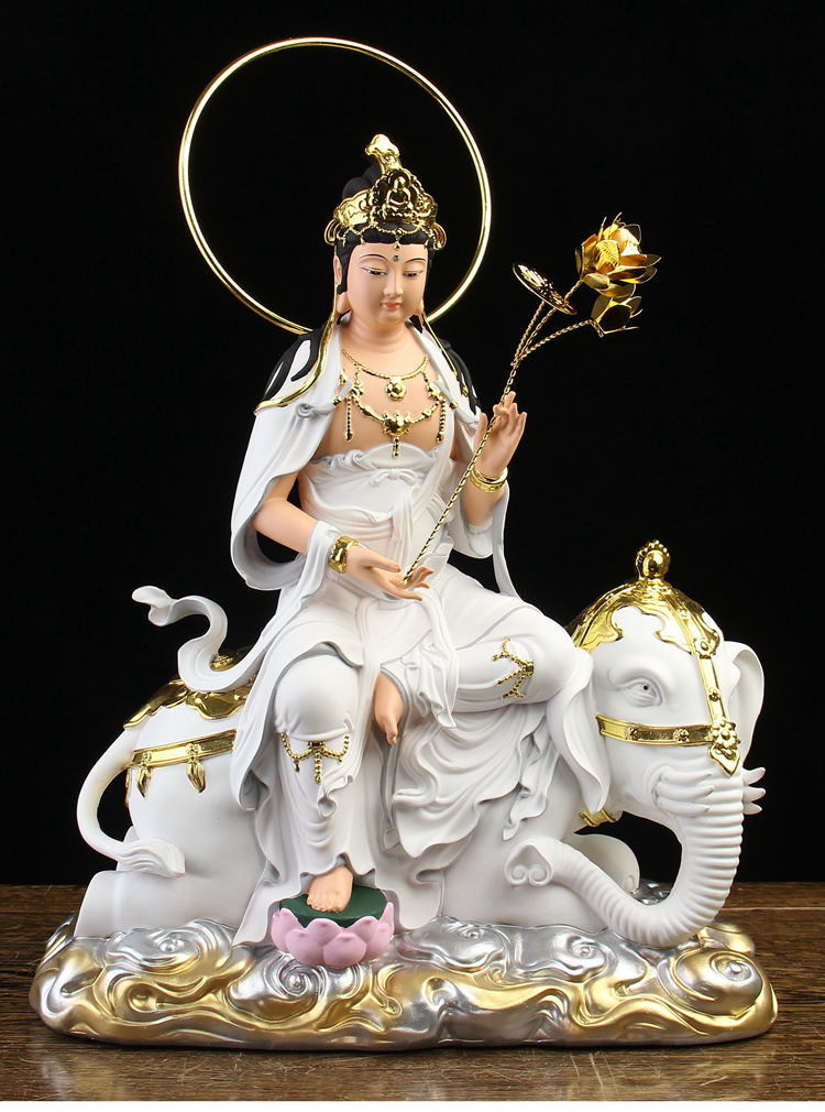 文殊菩萨普贤菩萨佛像供奉家用树脂华严三圣佛坐骑狮子文殊摆件 12