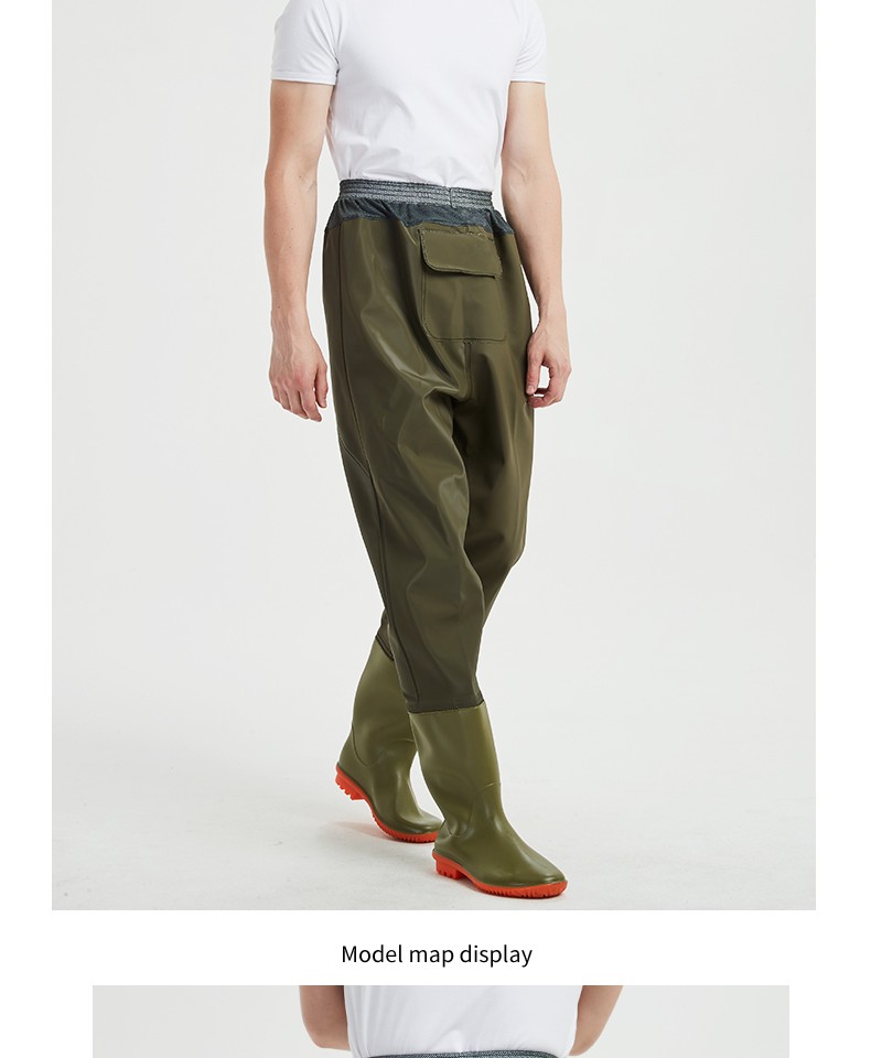 日本进口钓鱼捕鱼抓鱼橡胶牛筋齐腰鱼裤雨裤下水裤半身加厚防水耐磨连