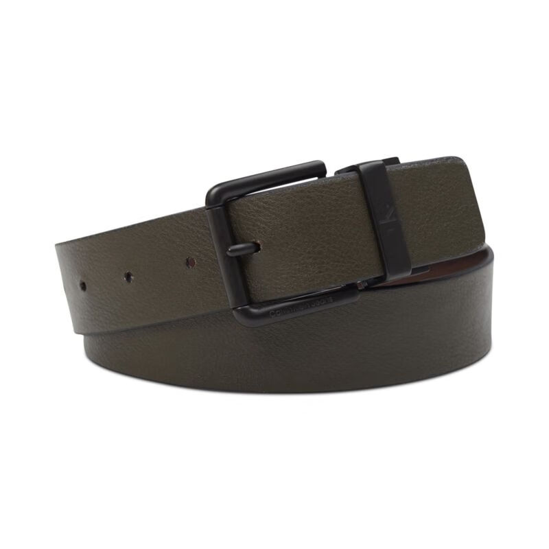 calvinklein凯文克莱男牛仔腰带ck皮带卵石纹双面日常百搭耐用brown