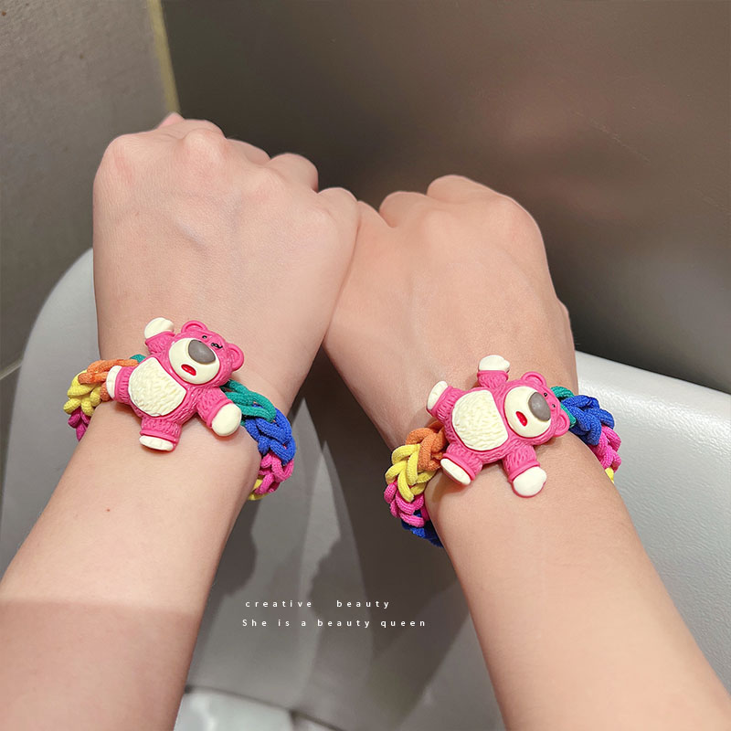 手绳可爱少女送闺蜜送男朋友情侣手链 diy草莓熊发圈手工diy情侣发绳