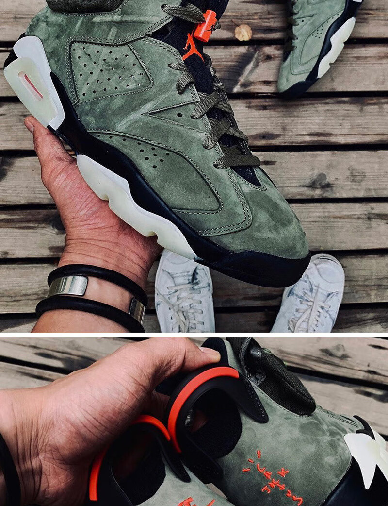 【官方旗舰】特价捡漏新款aj6篮球鞋travisscot ts联名橄榄绿鬼脸男鞋