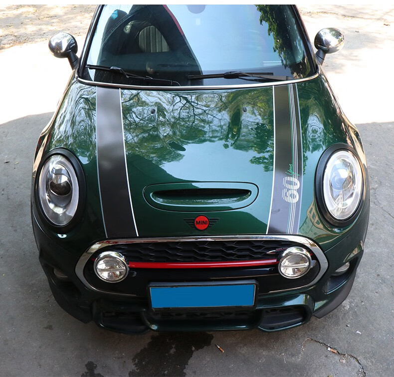 宝马mini拉花专用于迷你55 56车身贴纸引擎机盖拉力条贴 纯色款(机盖