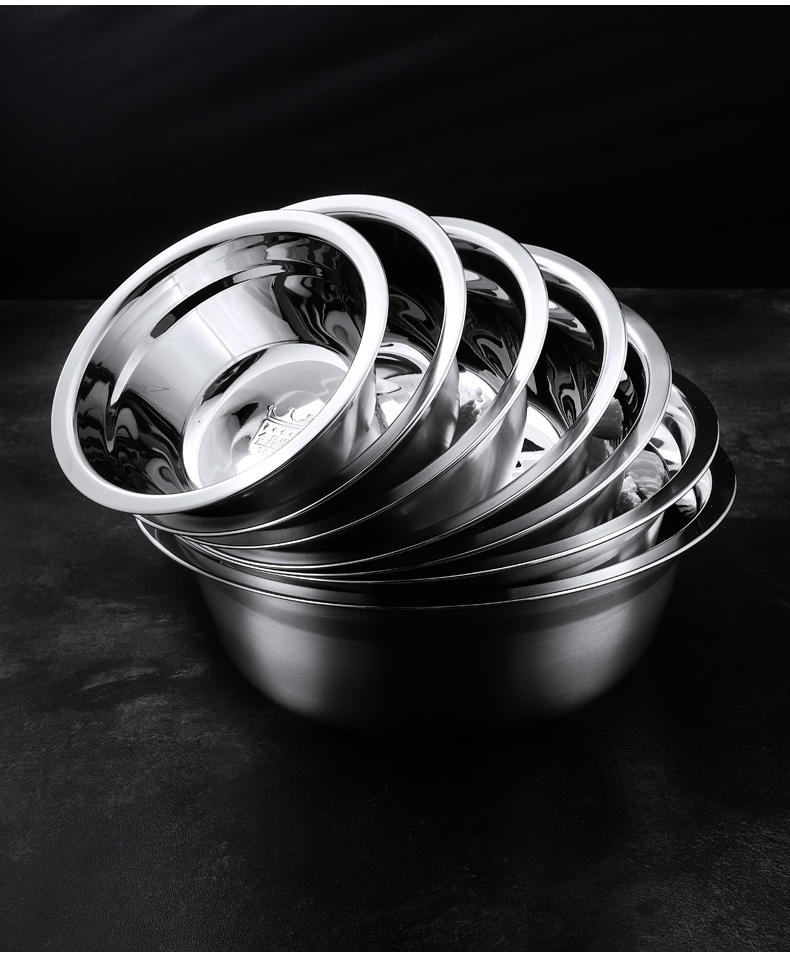 饭盆食品级304不锈钢碗家用吃饭盆食堂商用大号面碗汤盆单个 304 22cm