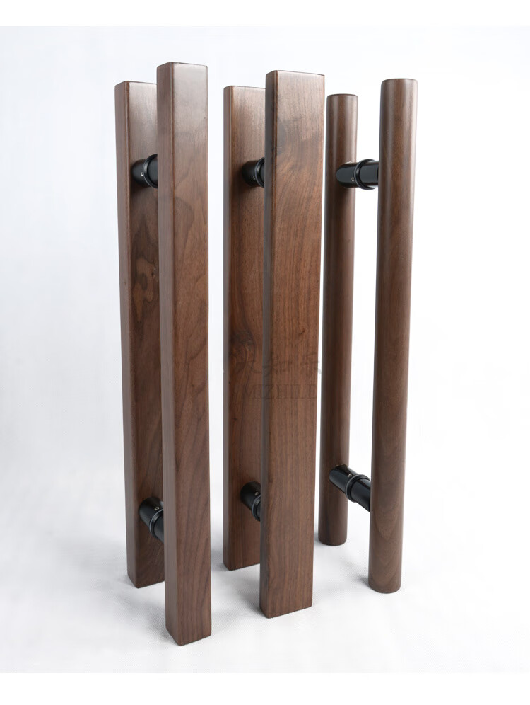 辉客映上黑胡桃实木把手原木新中式玻璃门大门拉手推拉门把手刻字个性