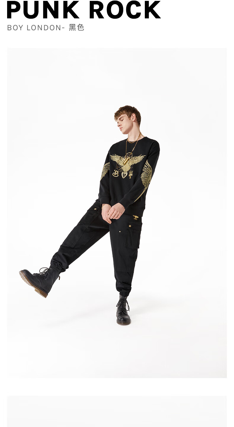 boylondon套头卫衣男女同款2022春夏新品圆领绣花外套男