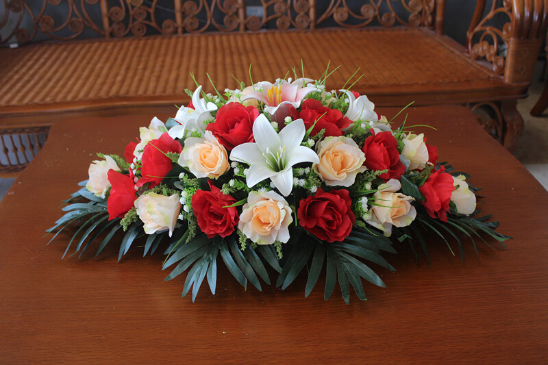 仿真台花长形会议桌花迎宾台接待台前台茶几摆放装饰花艺塑料假花t 90