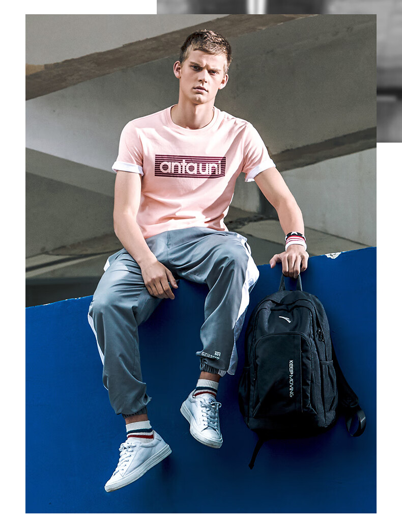 安踏背包春季新品男女黑色双肩背包学生书包电脑包运动