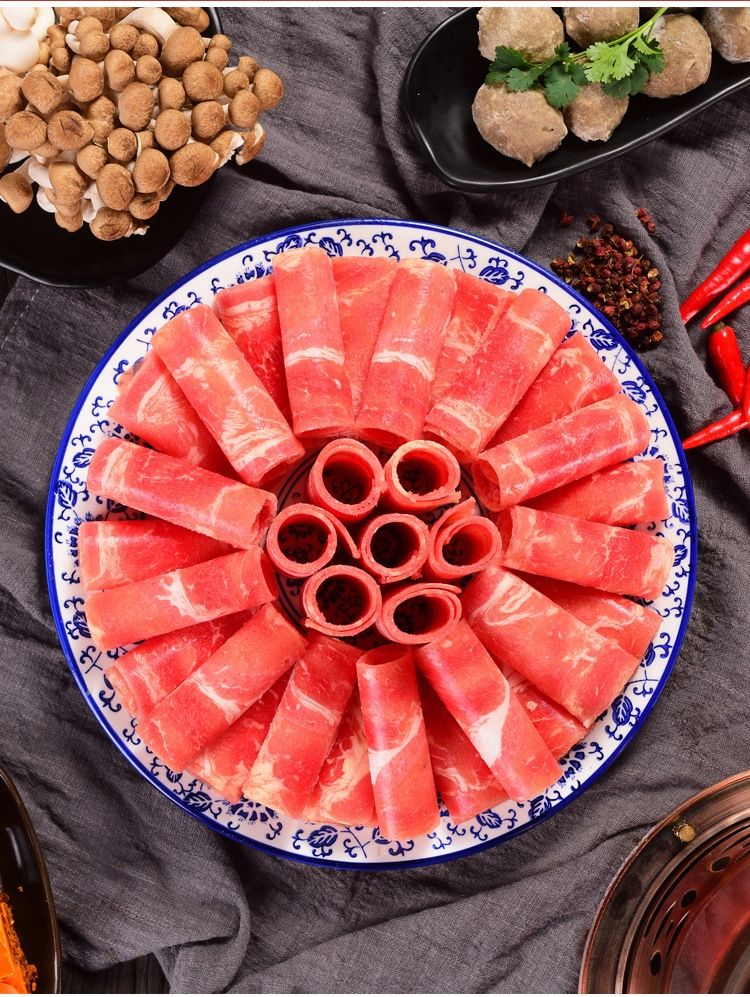 羊肉卷新鲜速冻整现切内蒙古清真火锅食材鲜切牛肉卷1斤独立包装