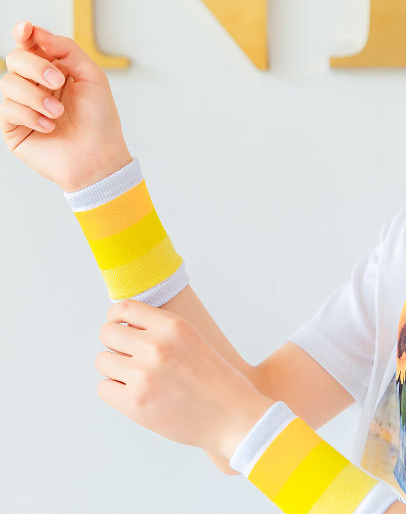 少女心护腕ins潮运动薄款手腕夏季可爱女腕带薄夏天透气黄白色宽8cm长