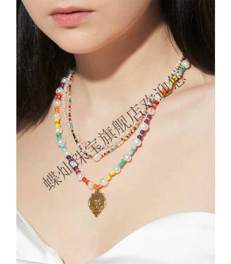 蝶灿彩虹项链欧美糖果串珠彩珠复古巴洛克淡水珍珠女可定制愉悦满分