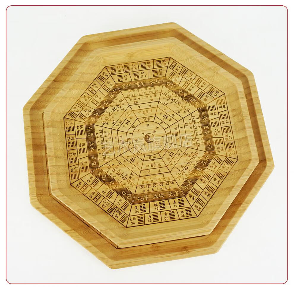 六爻卜卦工具 雕刻六十四卦打卦摇卦盘铜钱64卦筒六壬式盘后天八卦图