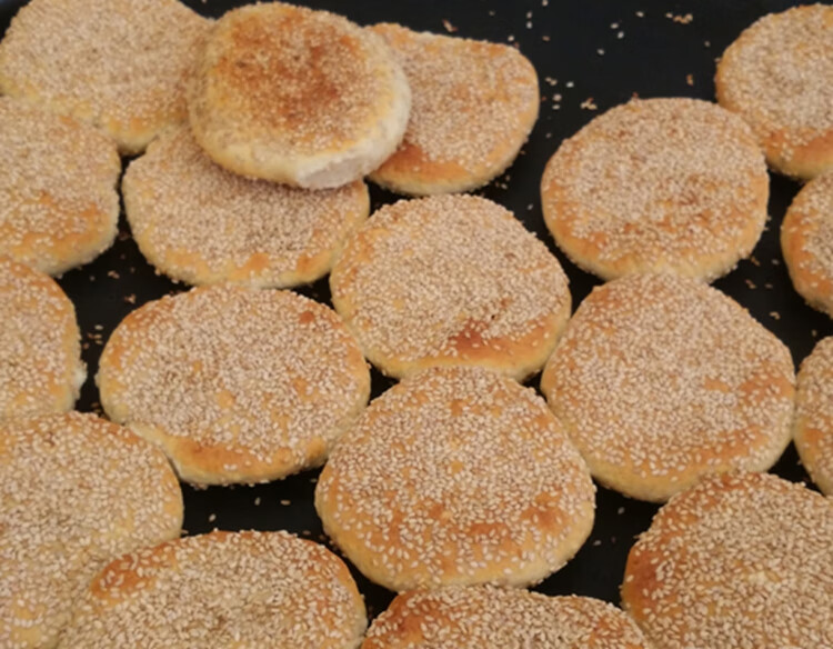 味小府 湖北天门特产张港火烧巴芝芝麻烧饼一份6个