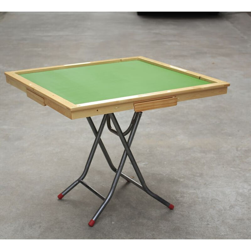 实木折叠麻将桌简易手动麻将台可加盖板餐桌两用麻雀台广东省外红色