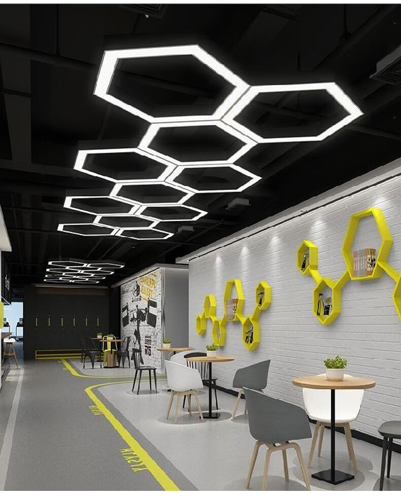 小米mi生态通用led办公室吊灯简约六边形工业风健身房造型灯商场店铺