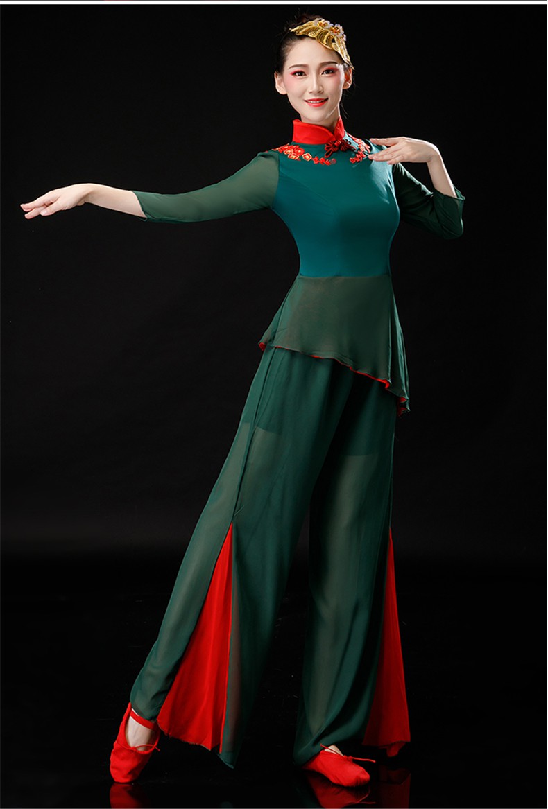 舒弗星扇子舞映山红舞蹈演出服红歌合唱映山红舞蹈服装秧歌舞演出服装