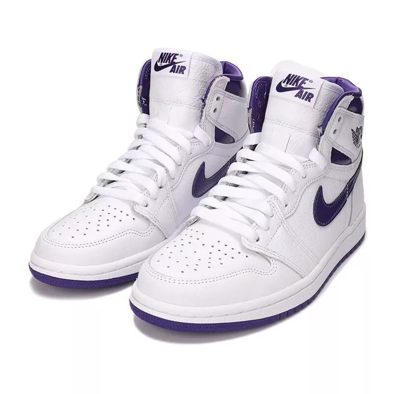 【品牌特价】aj飞人air 乔1 og 白紫钩 紫葡萄高帮篮球鞋运动跑步鞋男