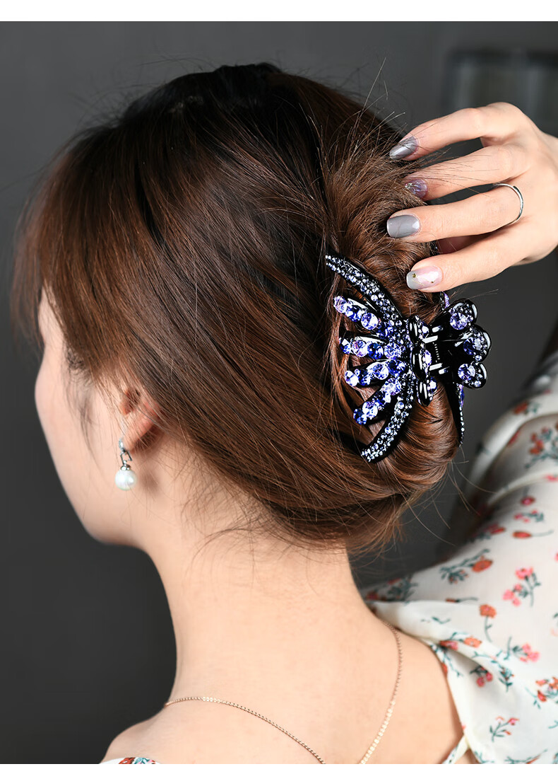 【京选旗舰】头发夹子抓夹大号后脑勺水钻盘发优雅成人女发卡大发夹发