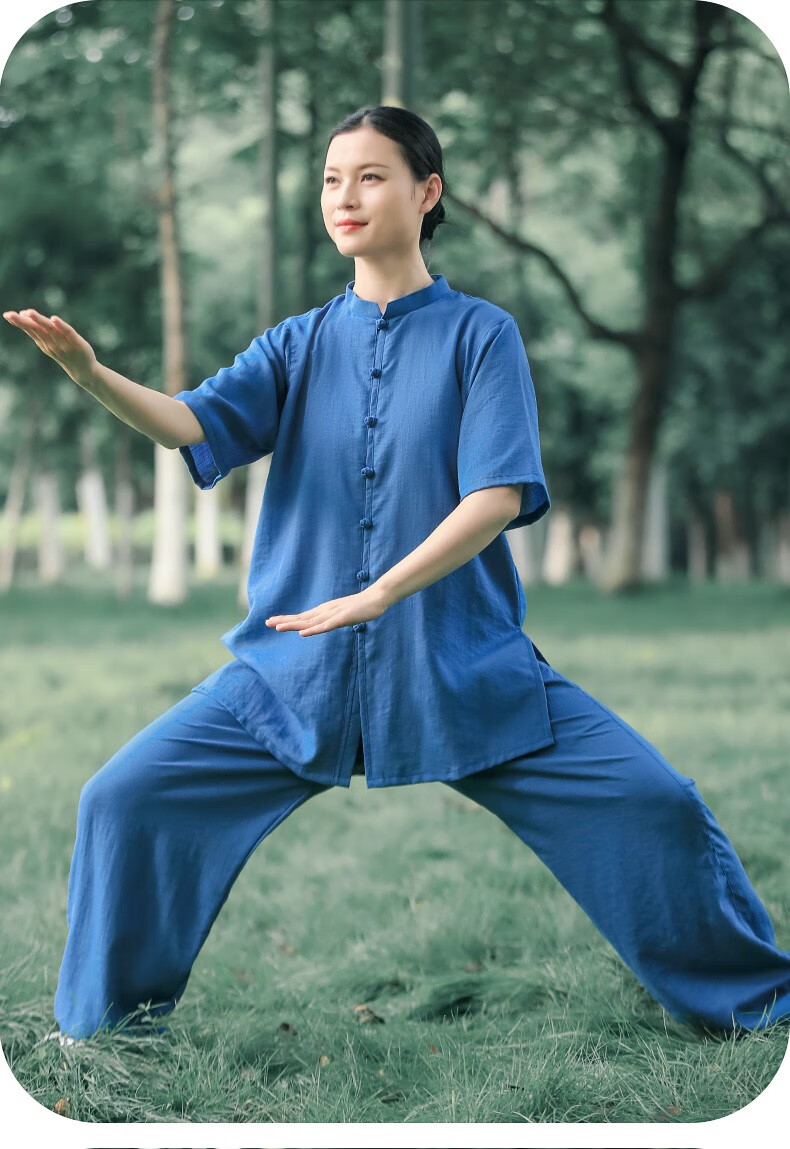 太極服夏天新款高端女裝武術服裝八段錦太極拳練功服棉麻夏季薄款