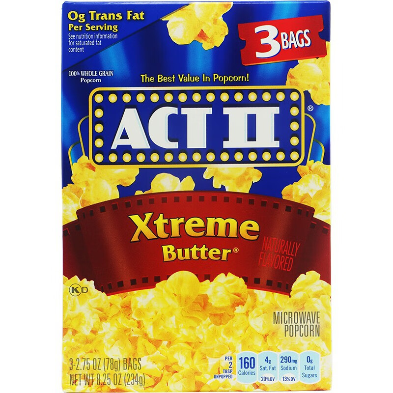 actiimicrowapopcorn美国艾可提微波炉爆米花玉米粒咸甜黄油味休闲小