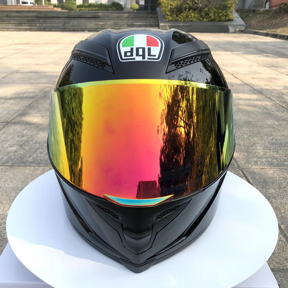 成人卡丁车头盔摩托车男女机车街车可甩镜盔黑色夏四季大尾翼46号配金