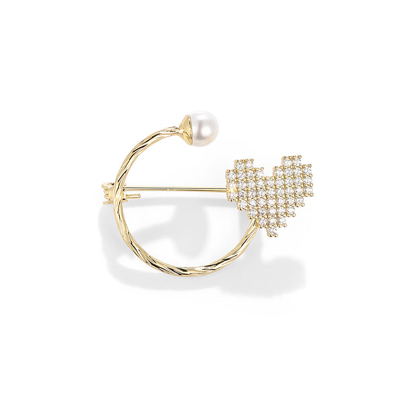 cnlv【情人节礼物】雪纺衬衫胸针女时尚字母c珍珠爱心胸花别针开衫扣