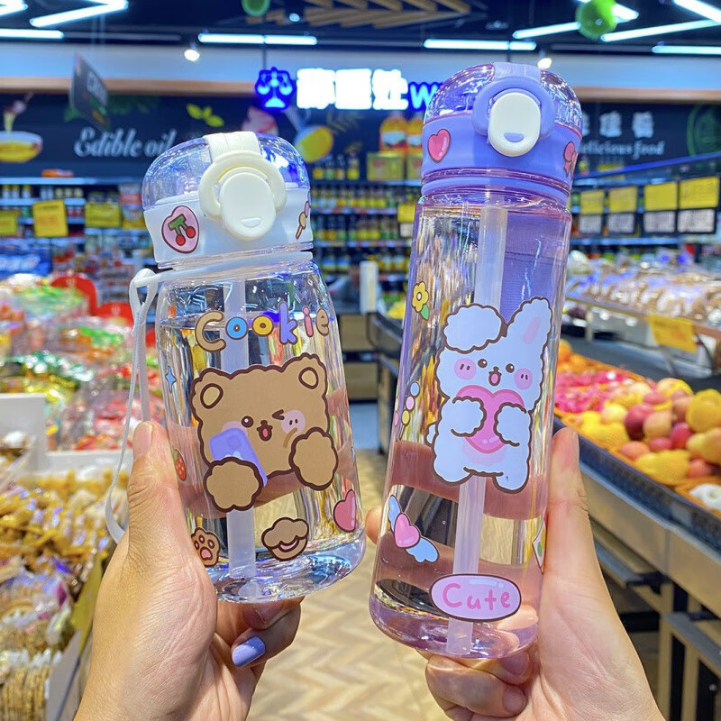 吸管水杯女生高颜值新款创意塑料杯女学生可爱ins水杯网红便携儿童