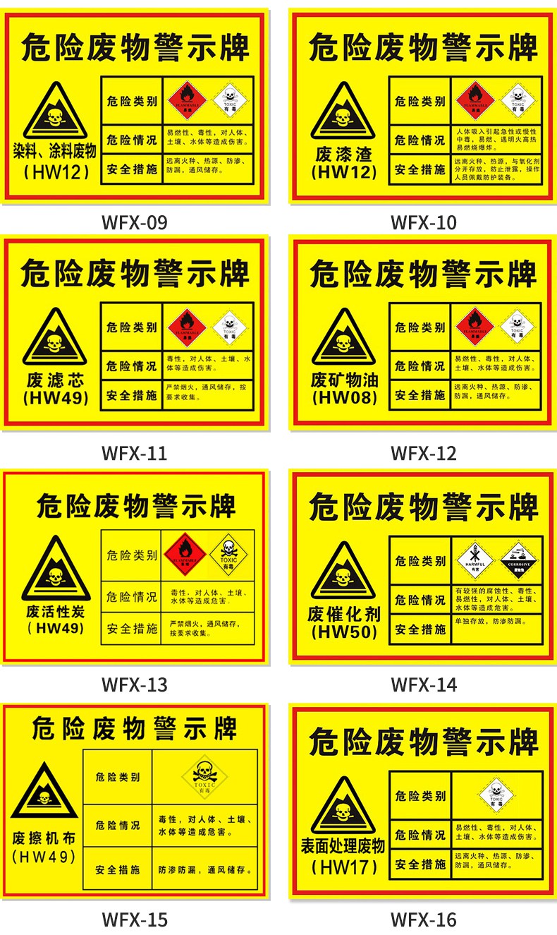 定制定制废油墨 废矿物油废油渣危险废物标识牌 贮存场所危废警示标牌